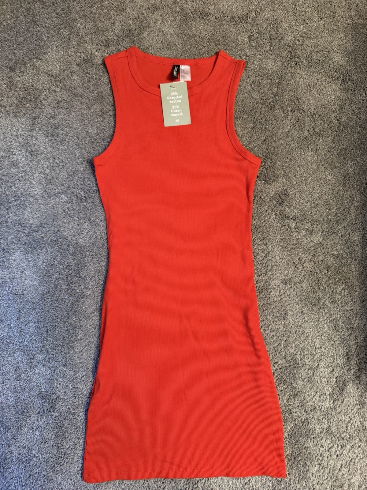 H&M Men’s Bright Orange 25% Recycled Cotton A-shirt Tank Top Size Medium BNWT