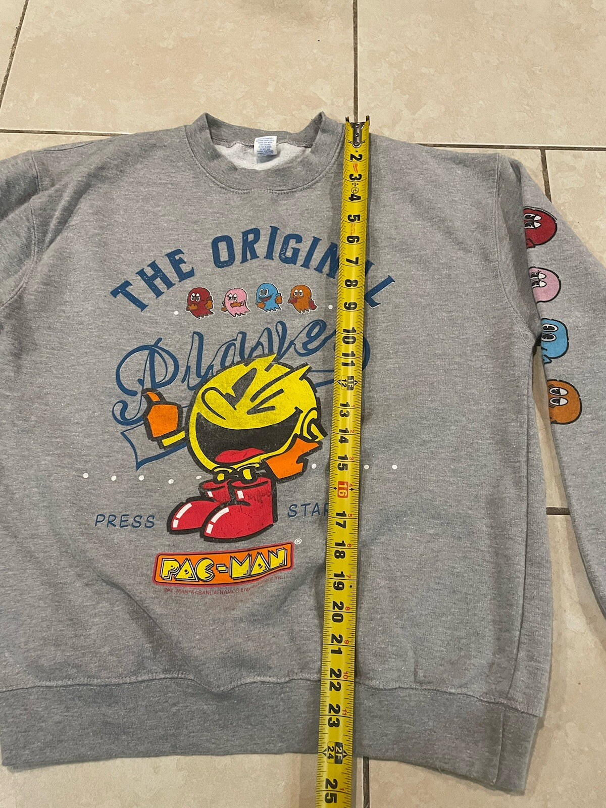 Brisco Brands PACMAN Original Player Sweater Gray Size Medium VGC Arcade Games