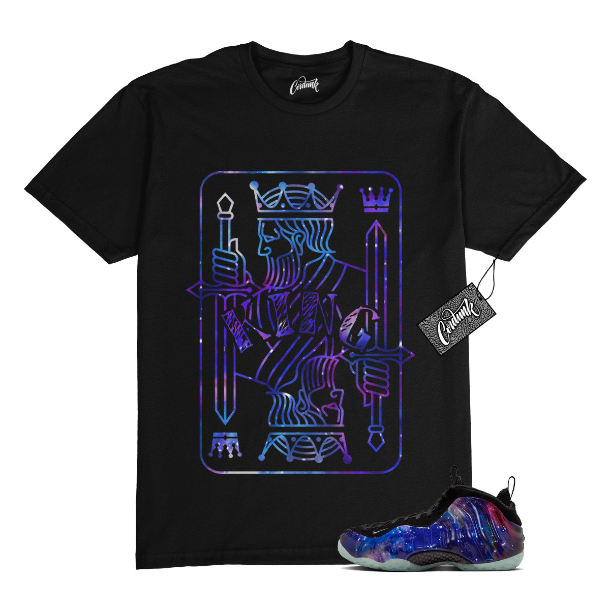Galaxy Foamposite One Zoom Rookie Obsidian Black Anthracite T Shirt Match KING