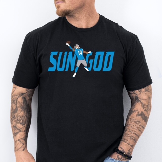 Sun God 14 | Detroit Football themed Pre-Shrunk Ring Spun Cotton T-Shirt