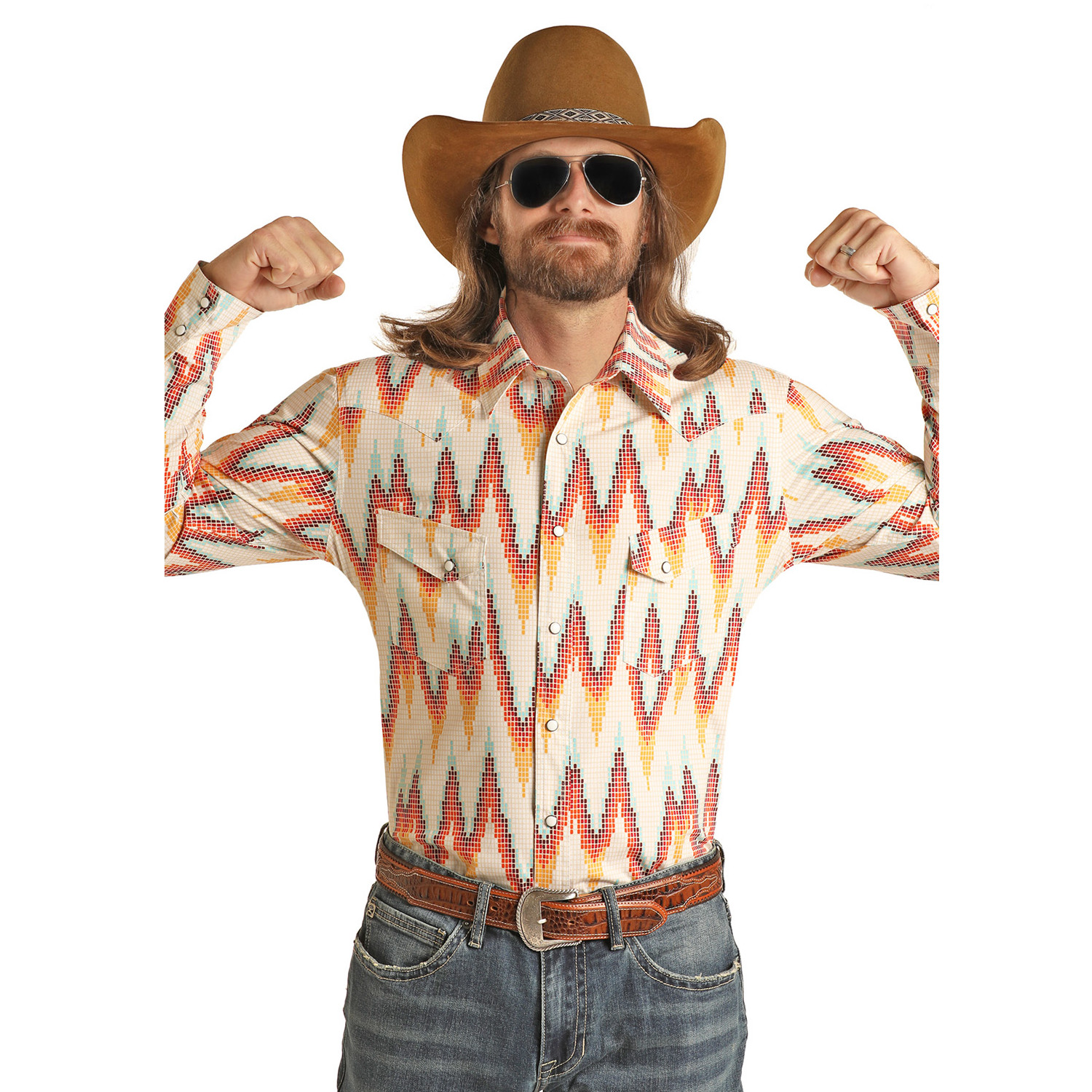 Rock & Roll Cowboy® Men’s Dale Digital Aztec Print Shirt RRMSOSRZ7U-12