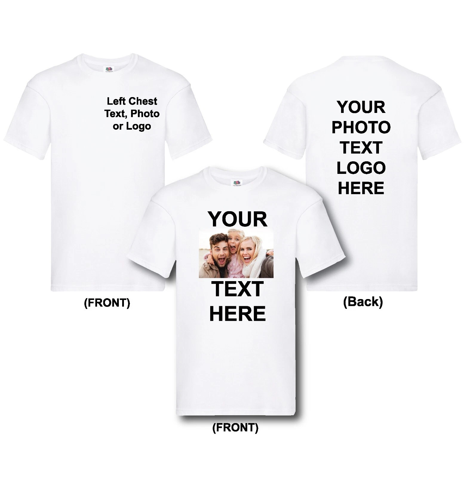 Personalised T-Shirt Custom Printed Your Text Photo Logo Stag Do Hen Party Top