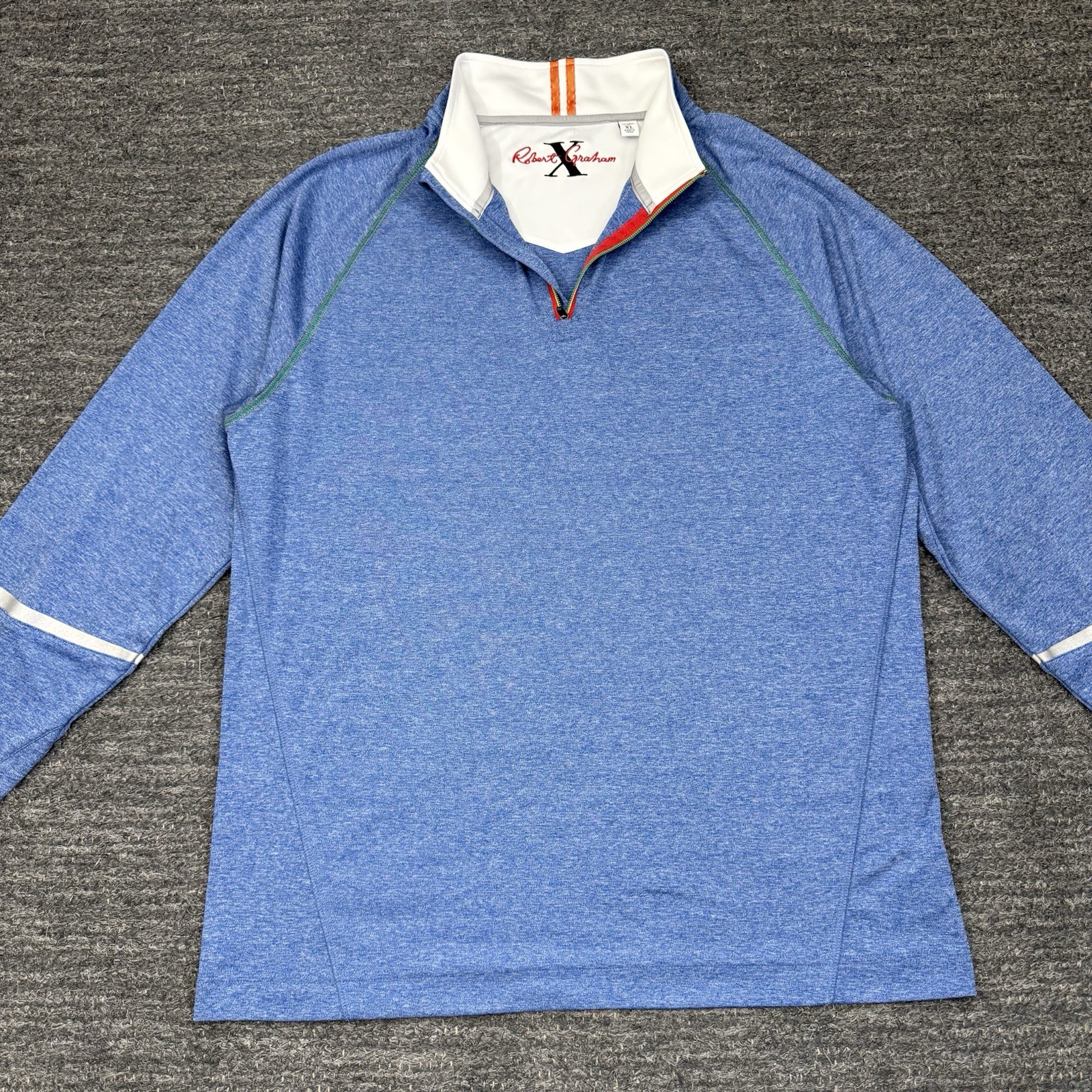 Robert Graham Shirt Men XL Blue 1/4 Zip Tailored Fit Athletic Performance Golf