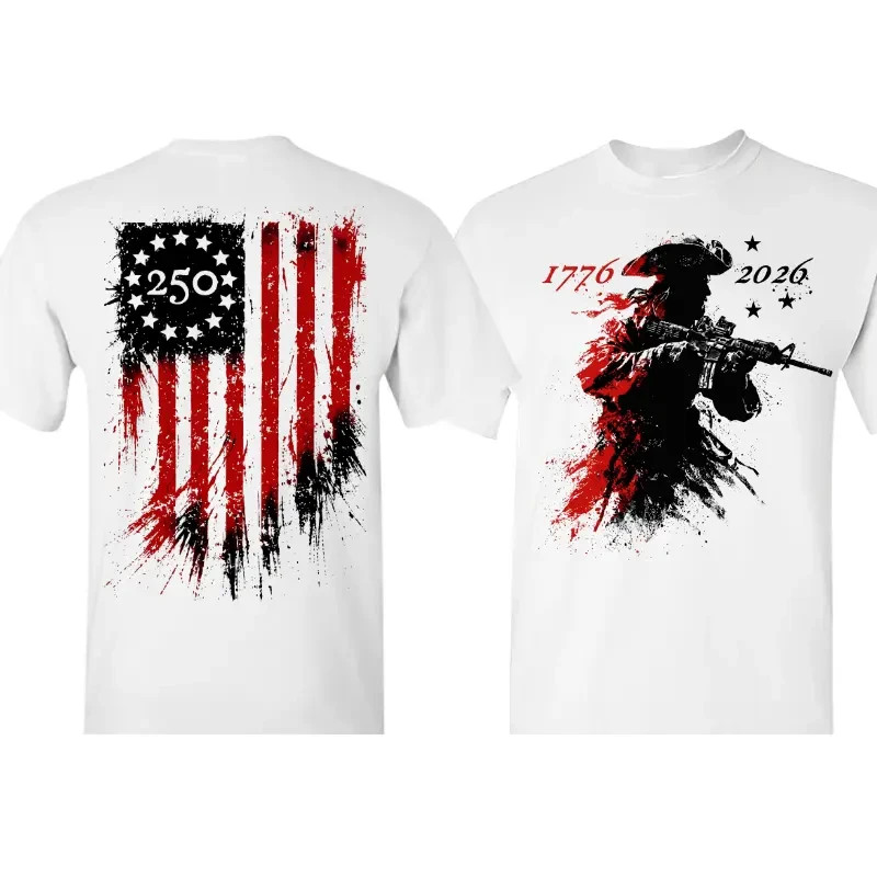 250 Years Of Courage Shirt 1776 2026 Patriotic Soldier Graphic Tee USA Flag Mili