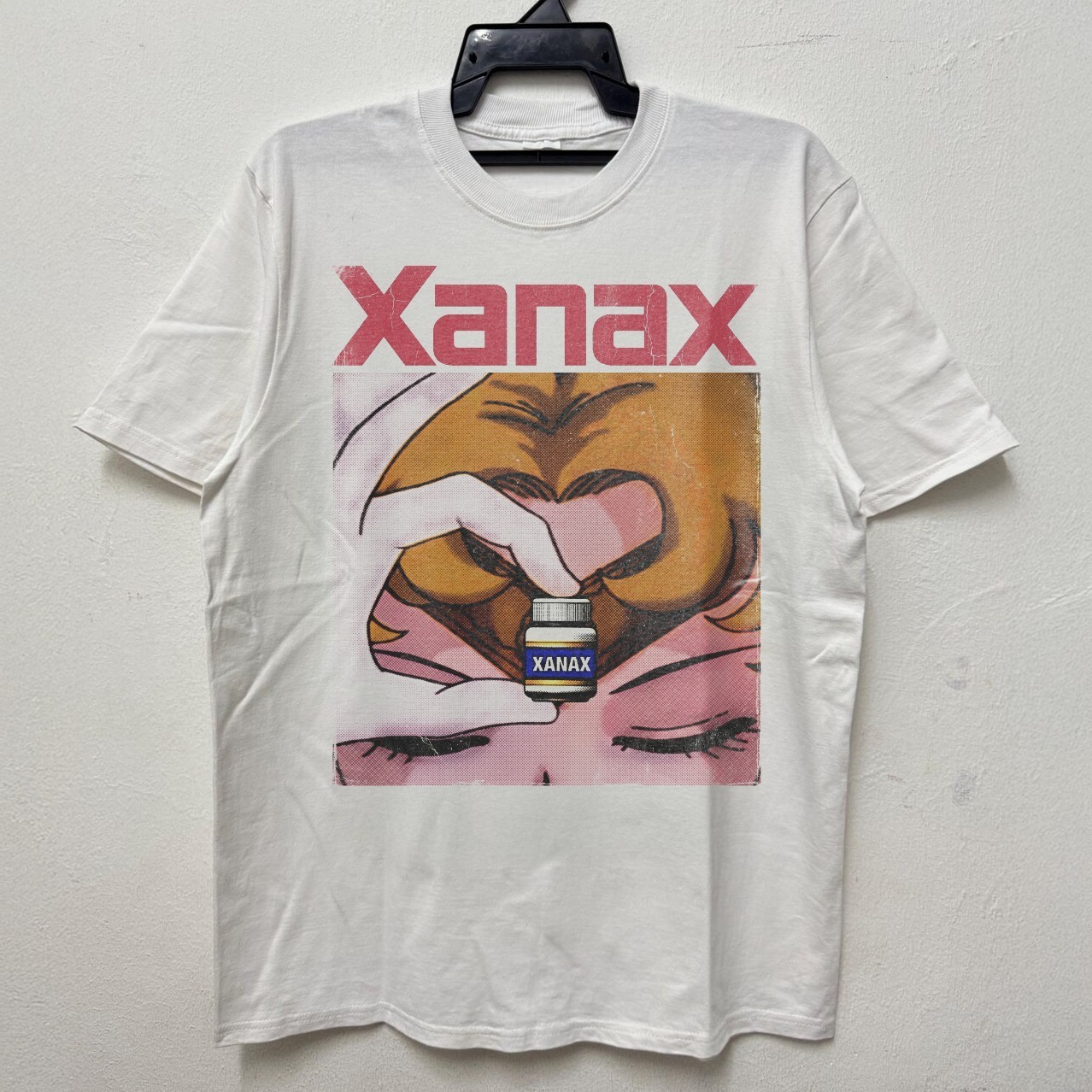 Xanax Anime Girl T-Shirt Funny Aesthetic Parody Graphic White S-5XL