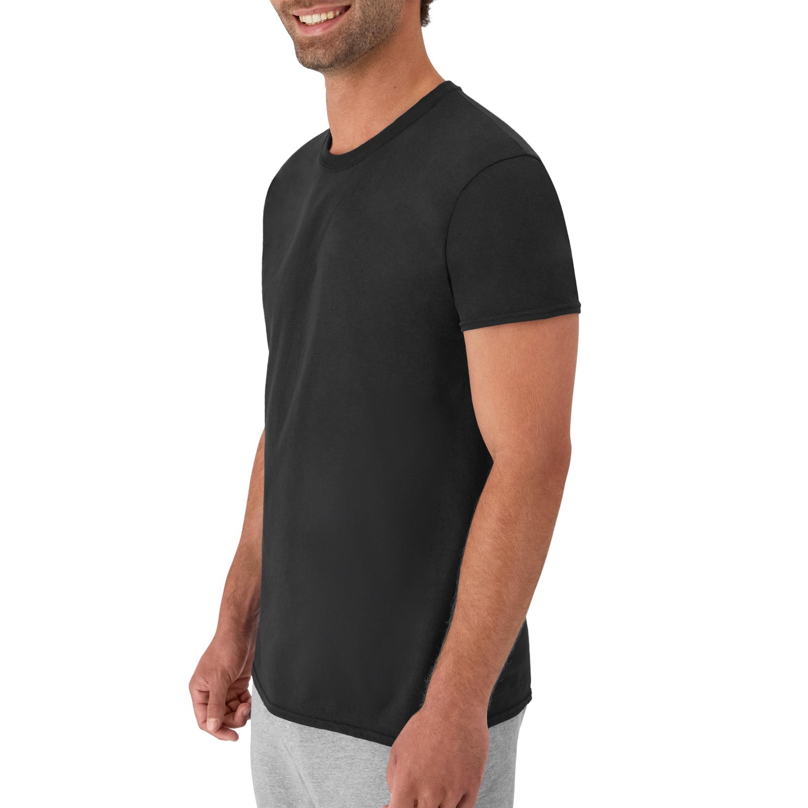 Hanes Mens Cotton Crew Tee Undershirt X-Large 6 Pack Black/Grey/Blue Assorted