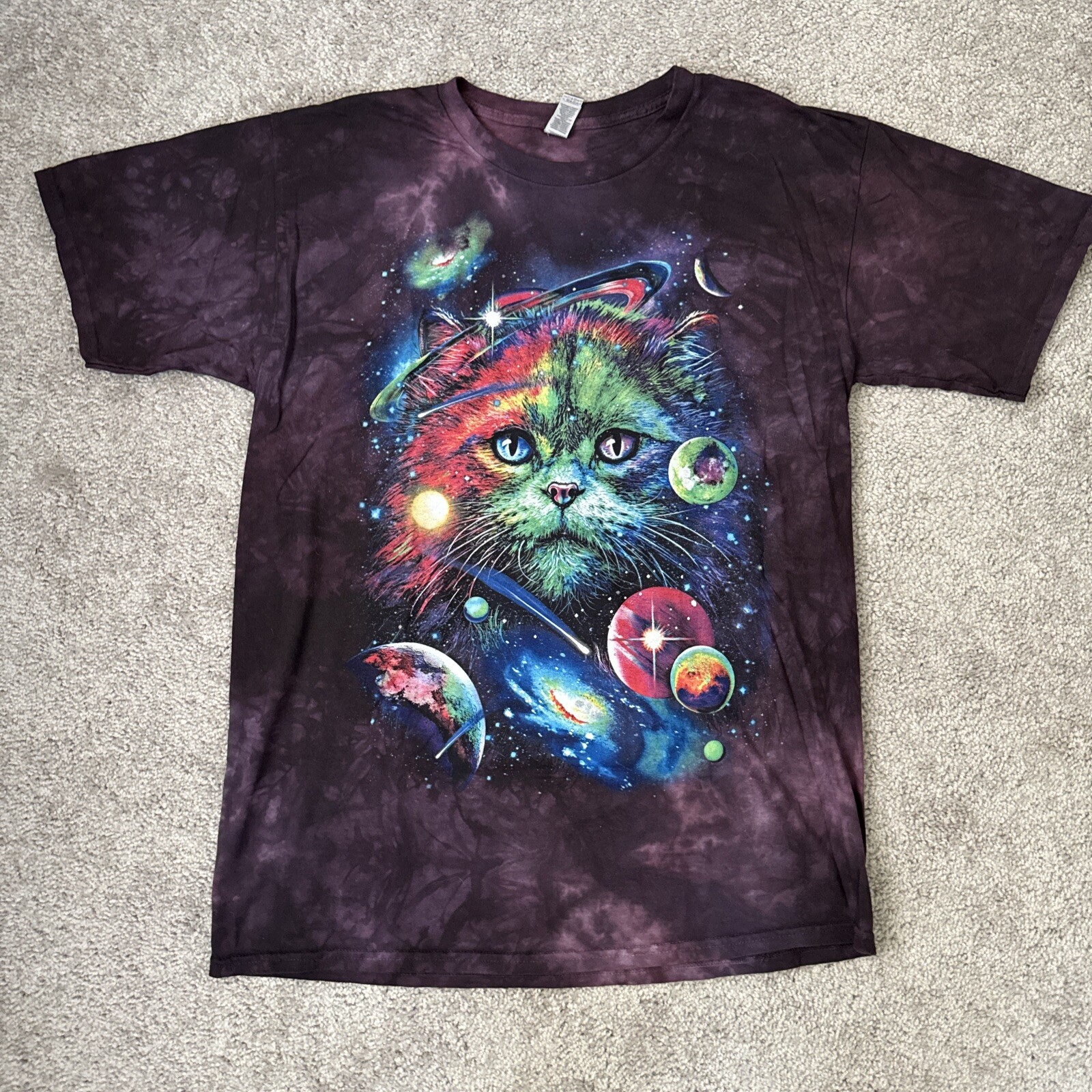 The Mountain “Galaxy Cat’’ Purple Tie-Dye Shirt, Brand New, Mens Size L