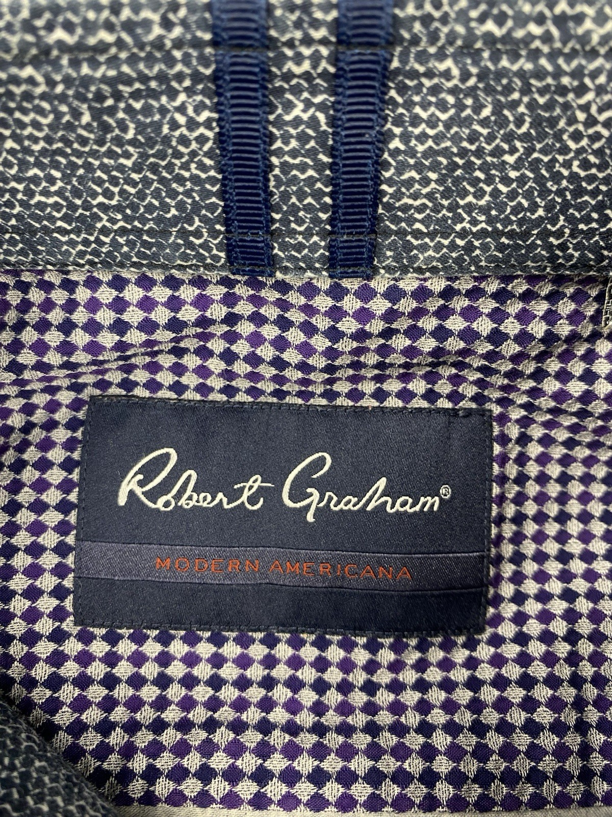 Robert Graham Men’s Modern Americana Textured Pattern Button Up Shirt Blue XL