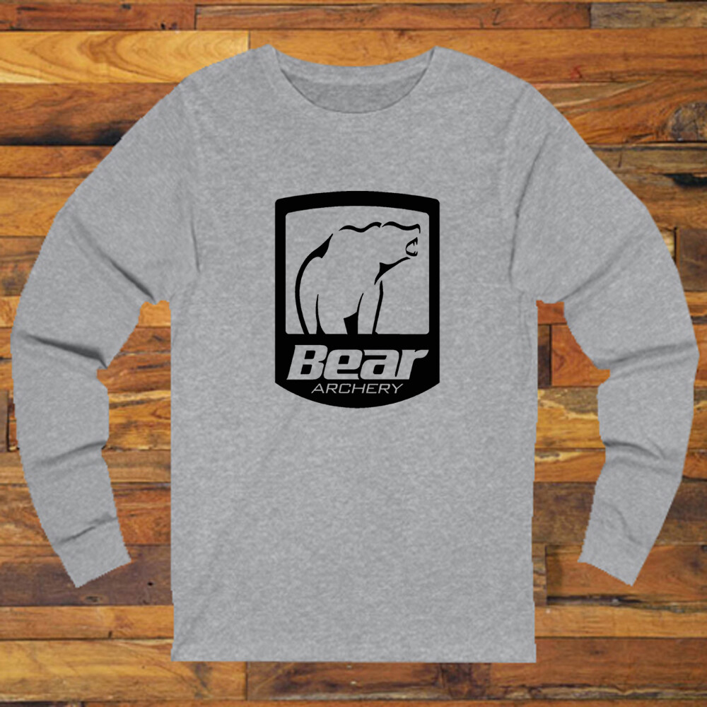 Bear Archery Hunting Bows Hunter Men’s Long Sleeve Grey T-Shirt S-3XL