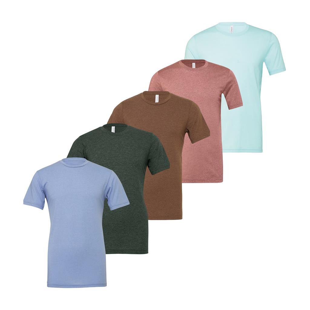 5 Pack Bella Canvas Mens Heather T Shirts Short Sleeve Crew Neck Tees XL 46/49″