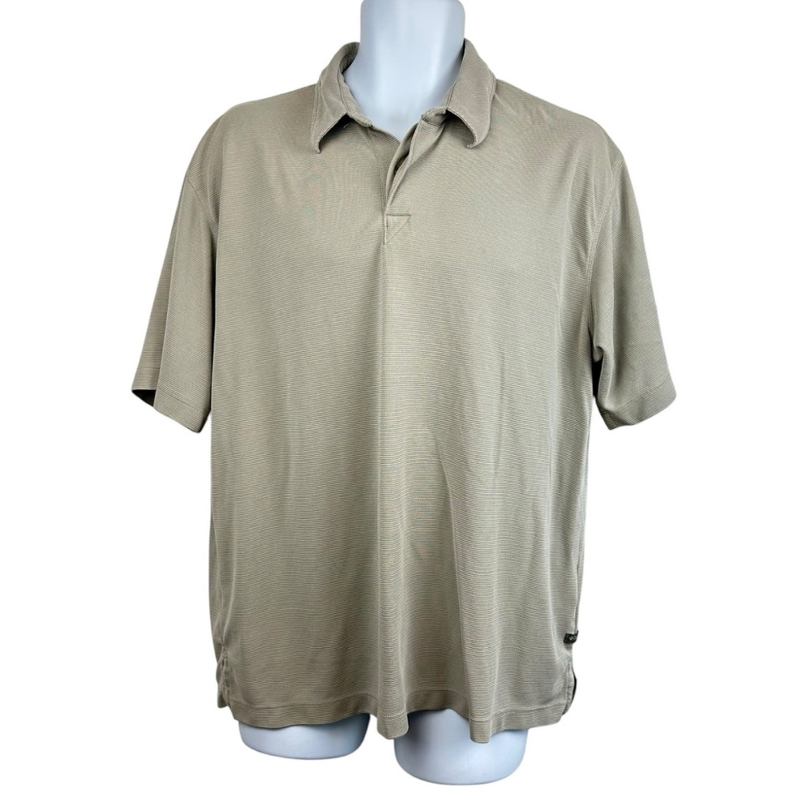 Columbia XCO Light Tan Knit Polo Shirt Size Large Modal Poly Blend