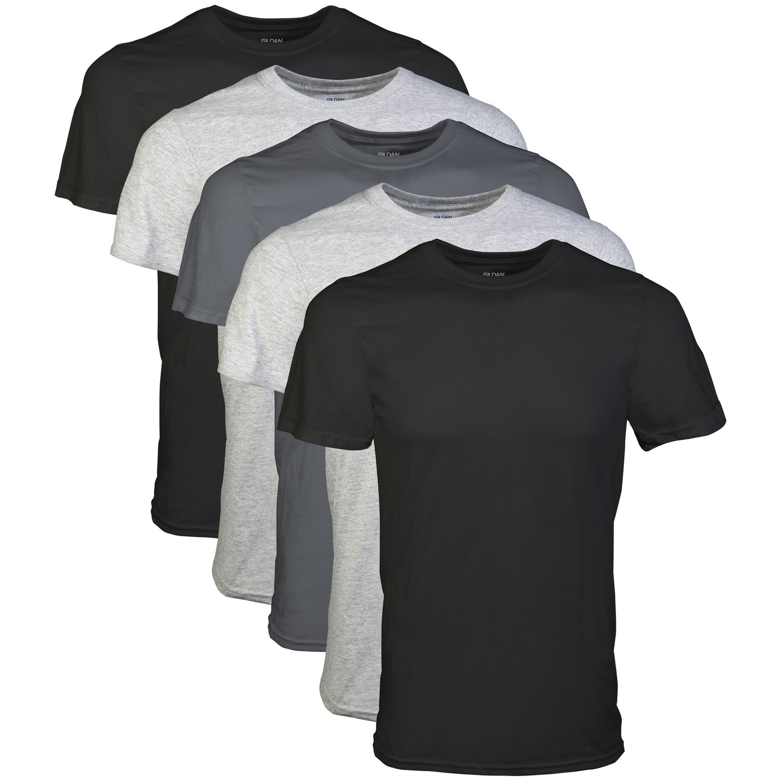 5-Pack Gildan Men’s Crew T-Shirts Multipack Style G1100 Black Sport Grey X-Large