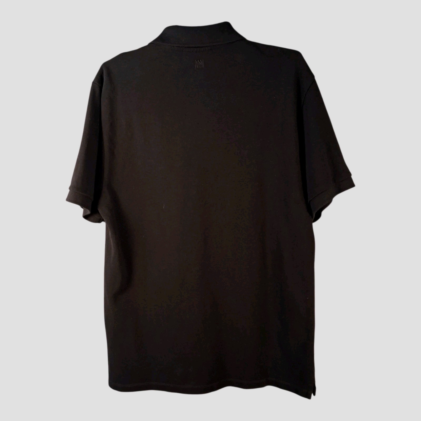 AMI Paris Men’s Large Black Polo Heart Logo Organic Cotton Made in Portugal NEW