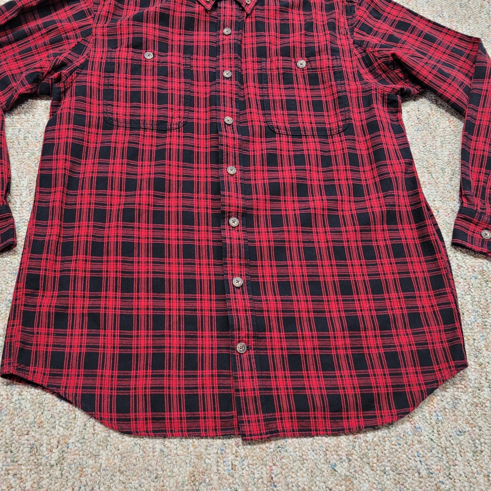 Duluth Trading Shirt Men Large Tall Red Plaid Button Down Lumberjack Rugged Work