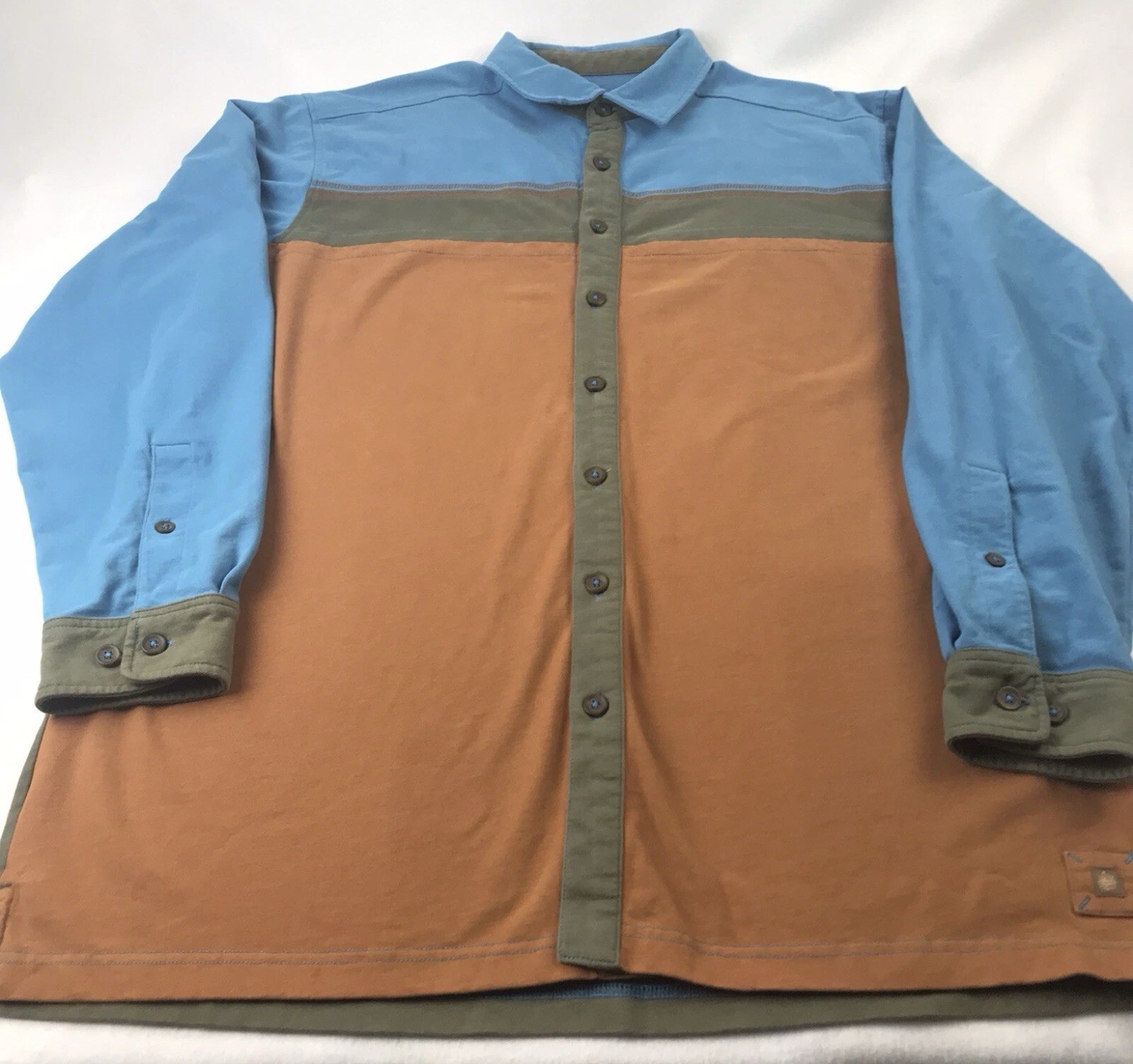 The Territory Ahead Button 100% cotton Tri color Long Sleeve Shirt Men’s Size XL