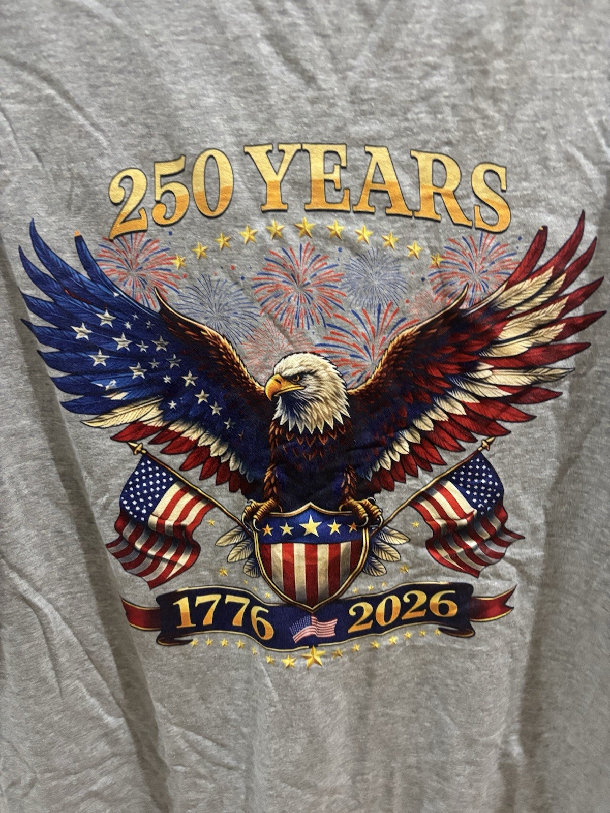 Men’s USA 250th Anniversary T-shirt 1776 2026 Patriotic American Flag Eagle 2XLT