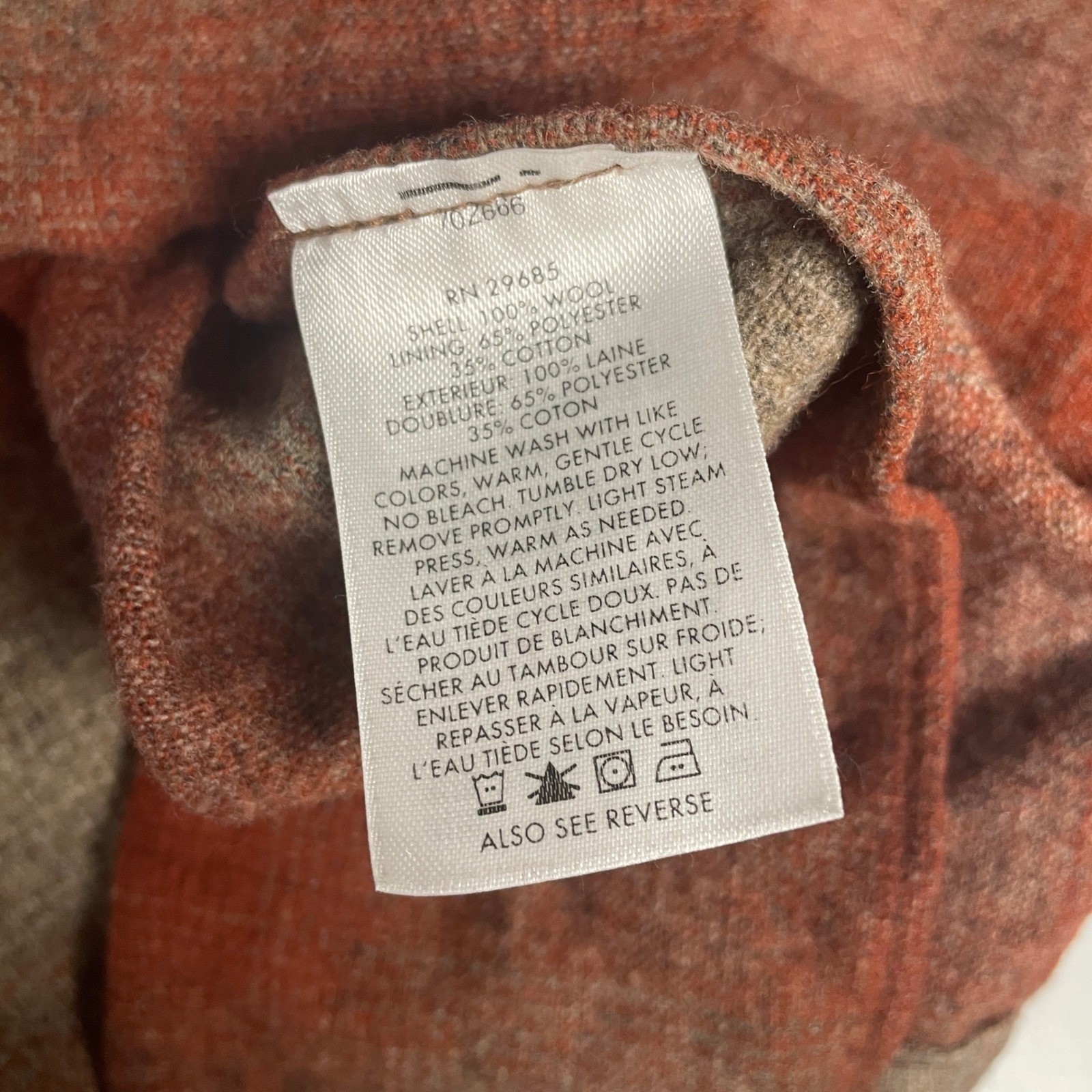 Pendleton Board Shirt Jac Large Red Tan Ombre Plaid Virgin Wool Flannel Outdoor