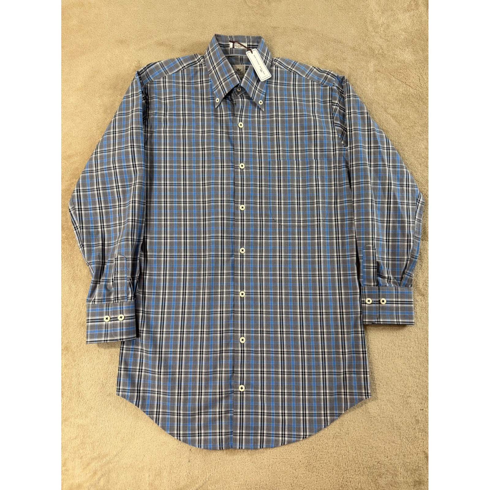 Peter Millar Crown Plaid Shirt Men’s S Blue Cotton Button Down L/S NEW $145
