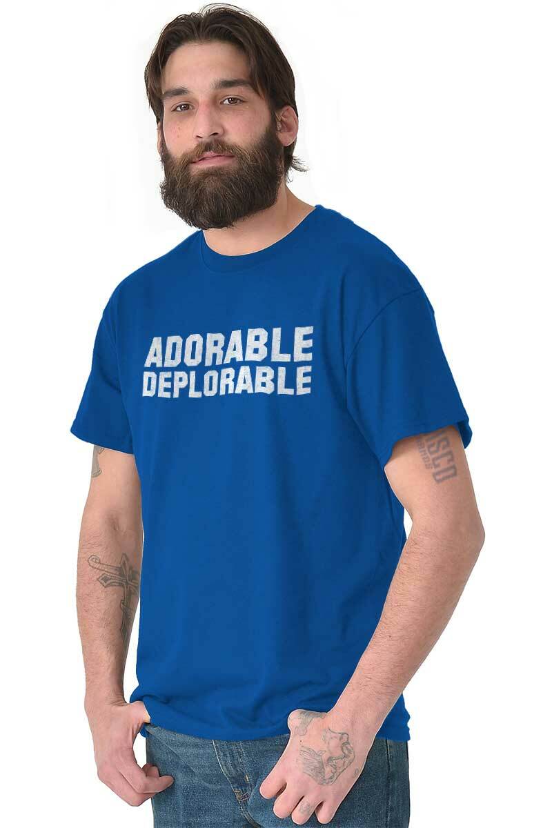 Adorable Deplorable Funny Sarcastic Political Adult Short Sleeve Crewneck Tee