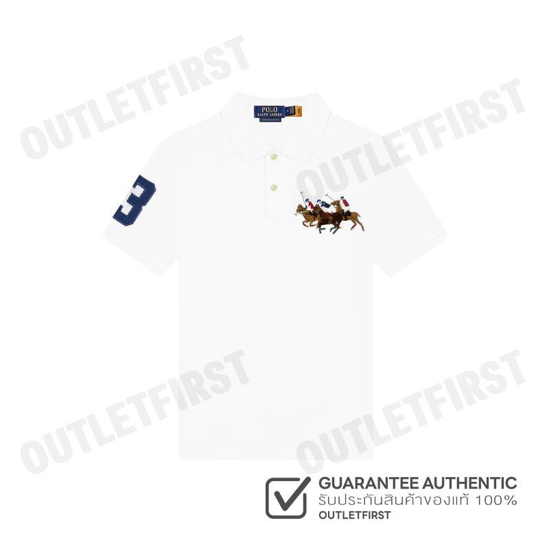 POLO RALPH LAUREN CUSTOM SLIM FIT TRIPLE-PONY POLO SHIRT COLOR WHITE CODE: