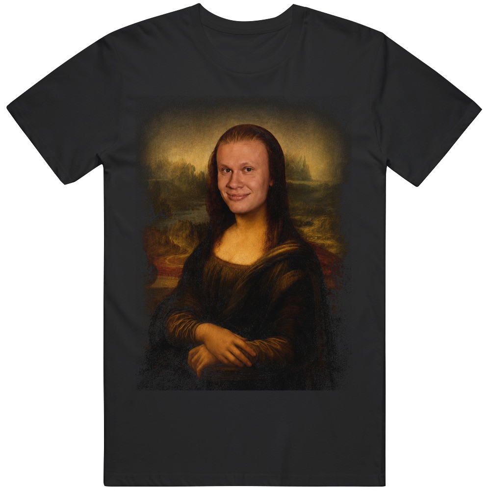 Funny Erling Haaland Mona Lisa Meme Soccer Cool Graphic Tee T Shirt