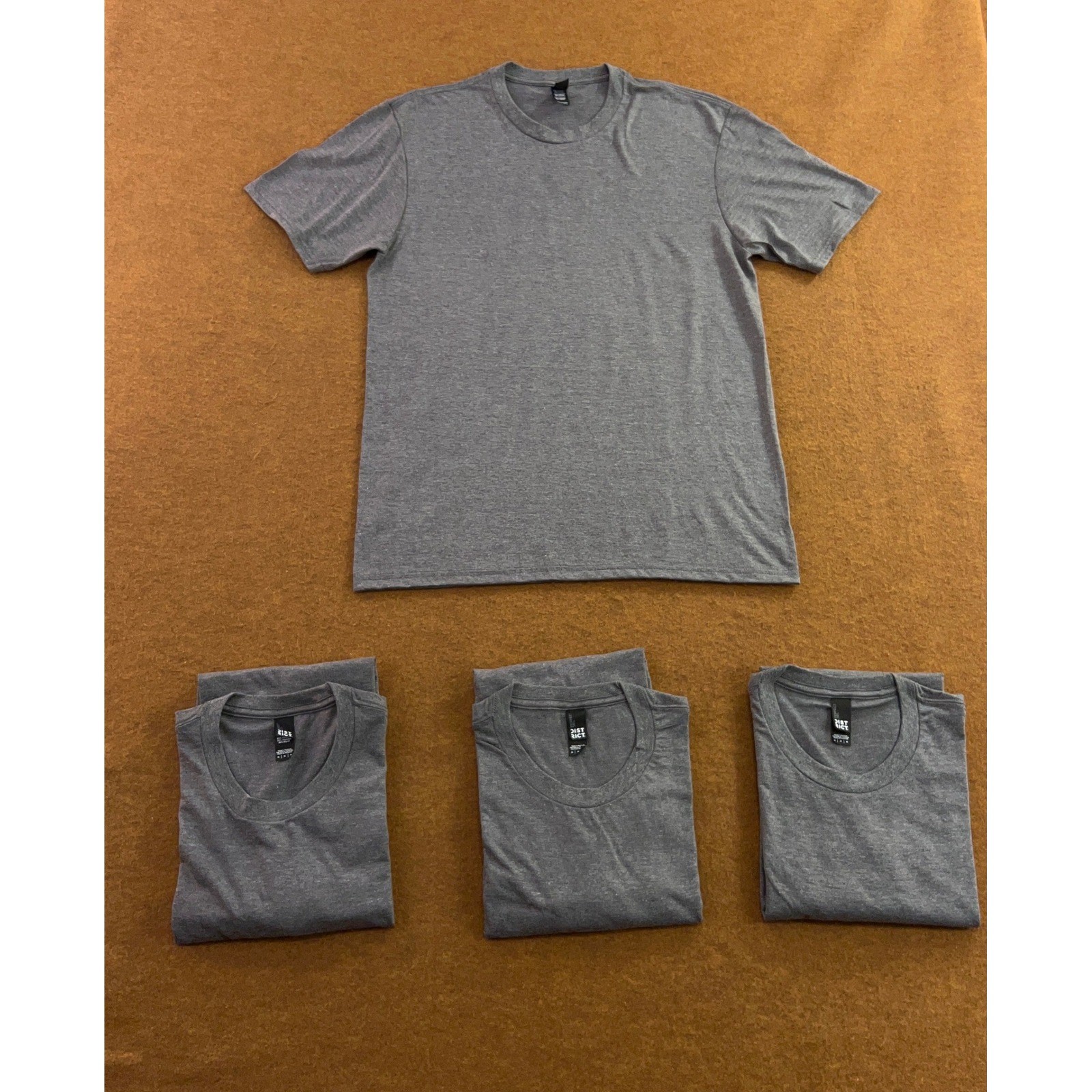 District Mens Medium Grey Perfect Tri-Blend Short Sleeve T-Shirt Lot of 4