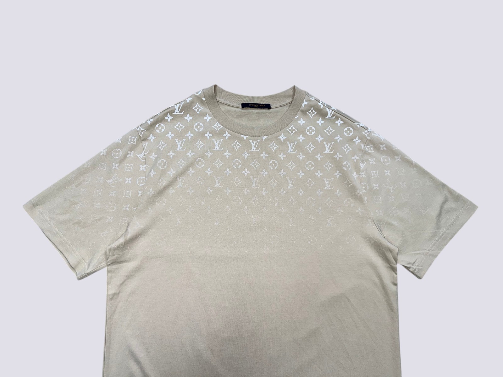 Louis Vuitton LV Monogram Gradient Cotton Crewneck T-Shirt Beige Size L