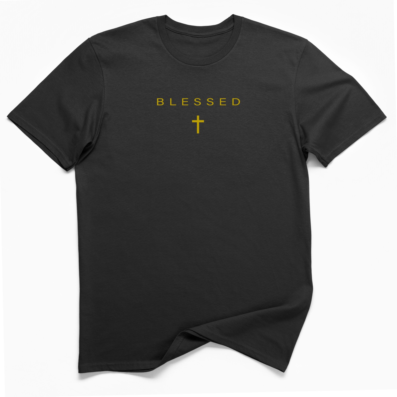 Blessed Christian T-Shirt Cross Minimalist Faith Tee Black Shirt