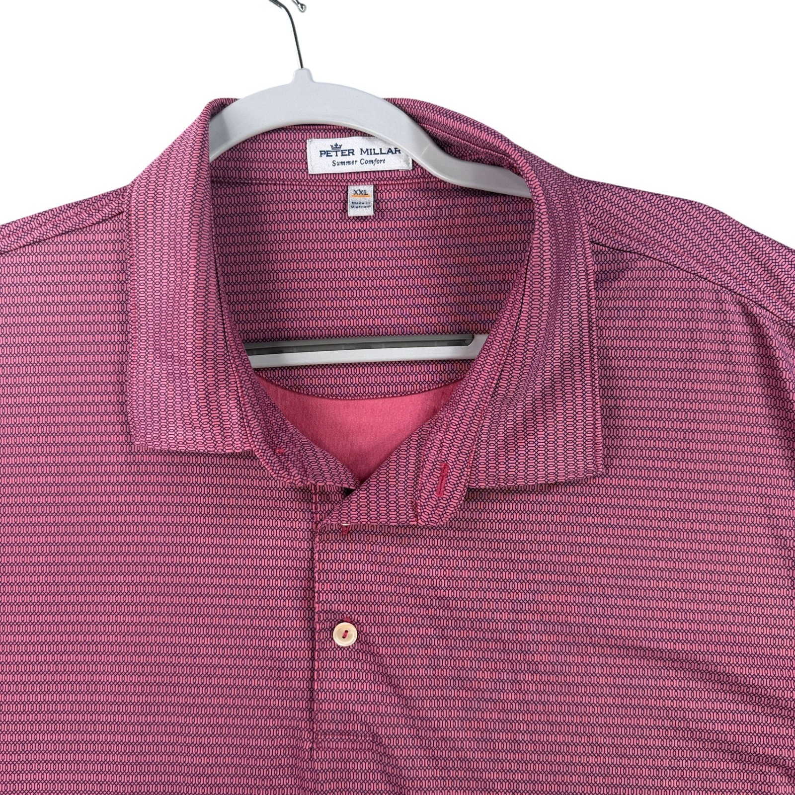 Peter Millar Polo Mens XXL Pink Summer Comfort Geometric Performance Golf Shirt
