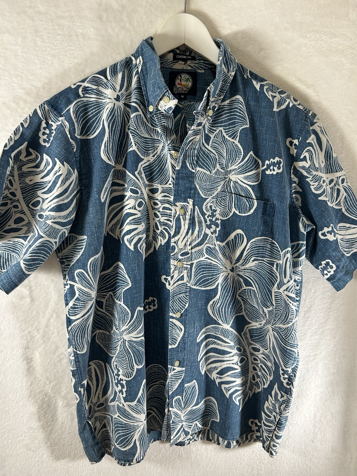 Vintage Reyn Spooner Hawaiian Aloha Shirt, Blue Hibiscus Medium 80’s Free Ship