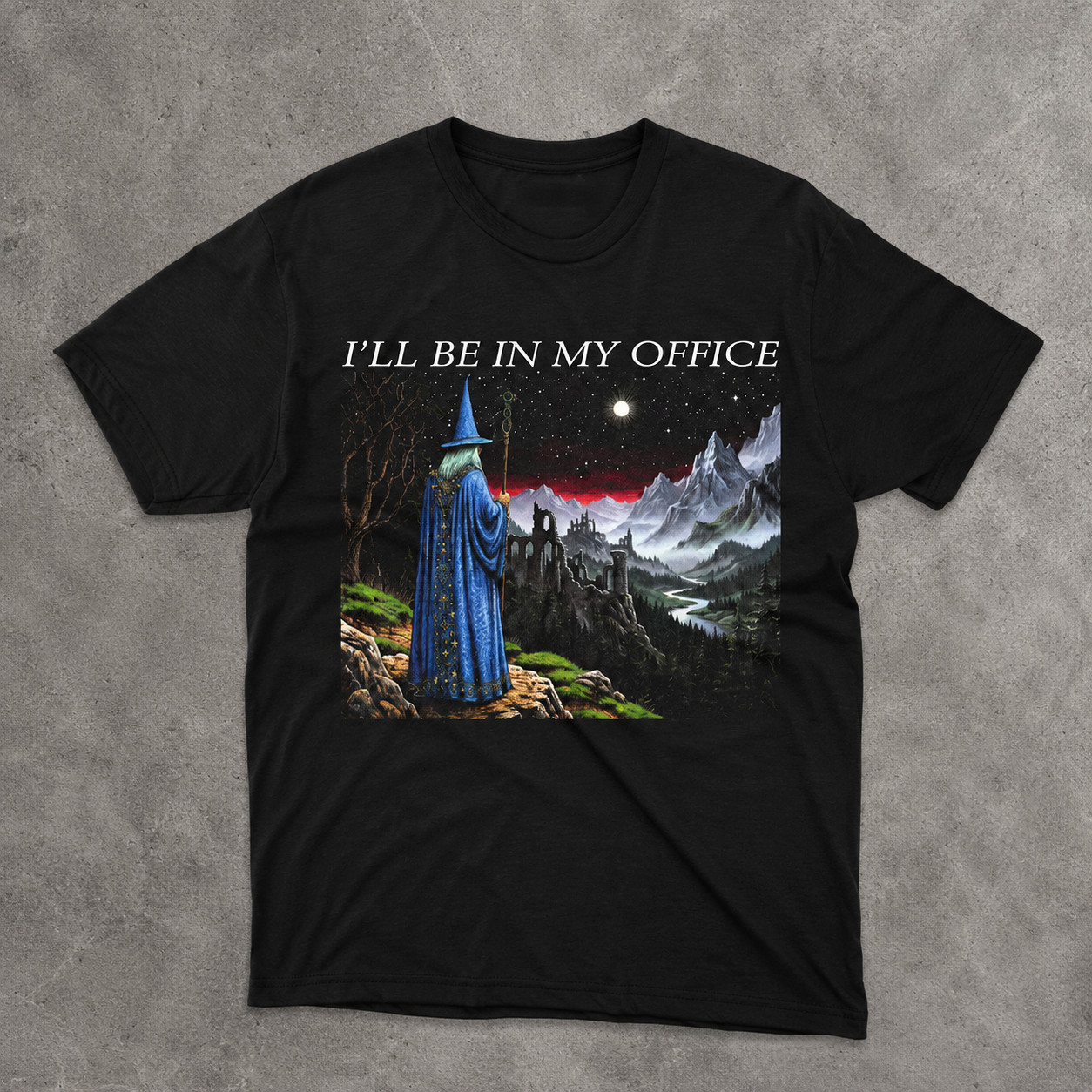 I’ll Be In My Office Wizard Meme T-Shirt Funny Fantasy Renaissance Graphic Tee