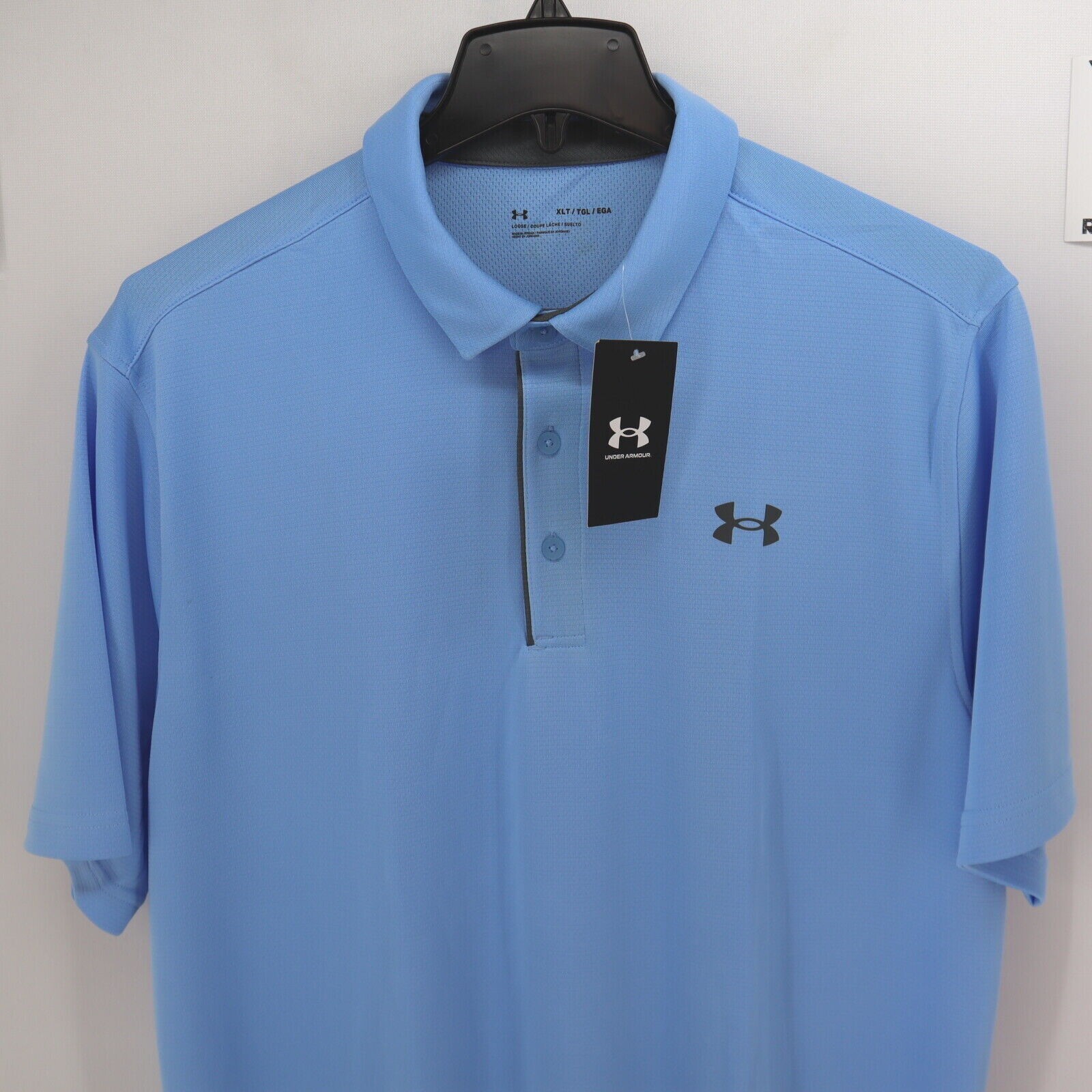 NWT Under Armour UA Golf Polo Shirt Performance Loose Fit Sky Blue Tech Casual