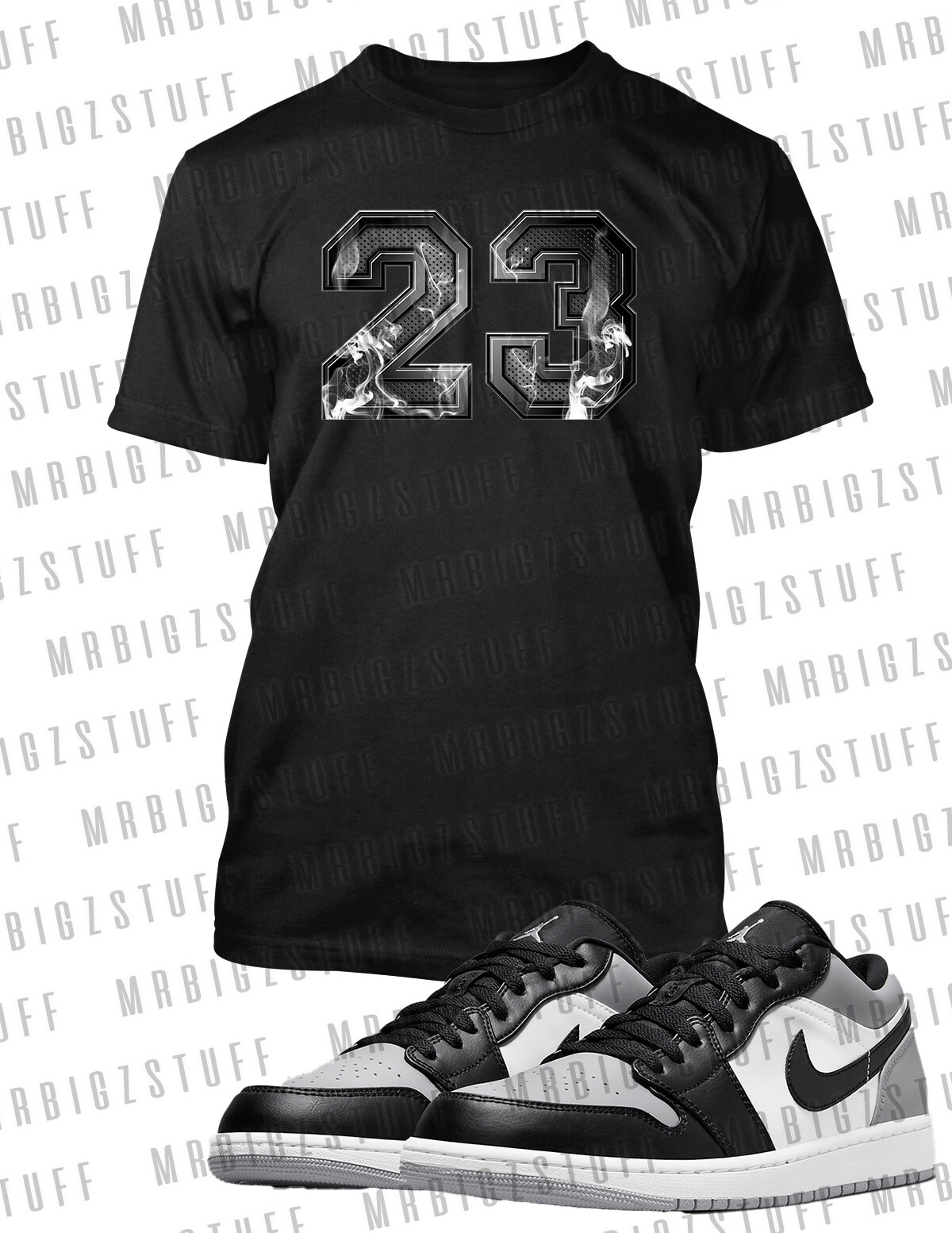 Graphic 23 Smoking Sneaker Tee Shirt To Match J1 Low Smoke Gray Pro Club Shaka