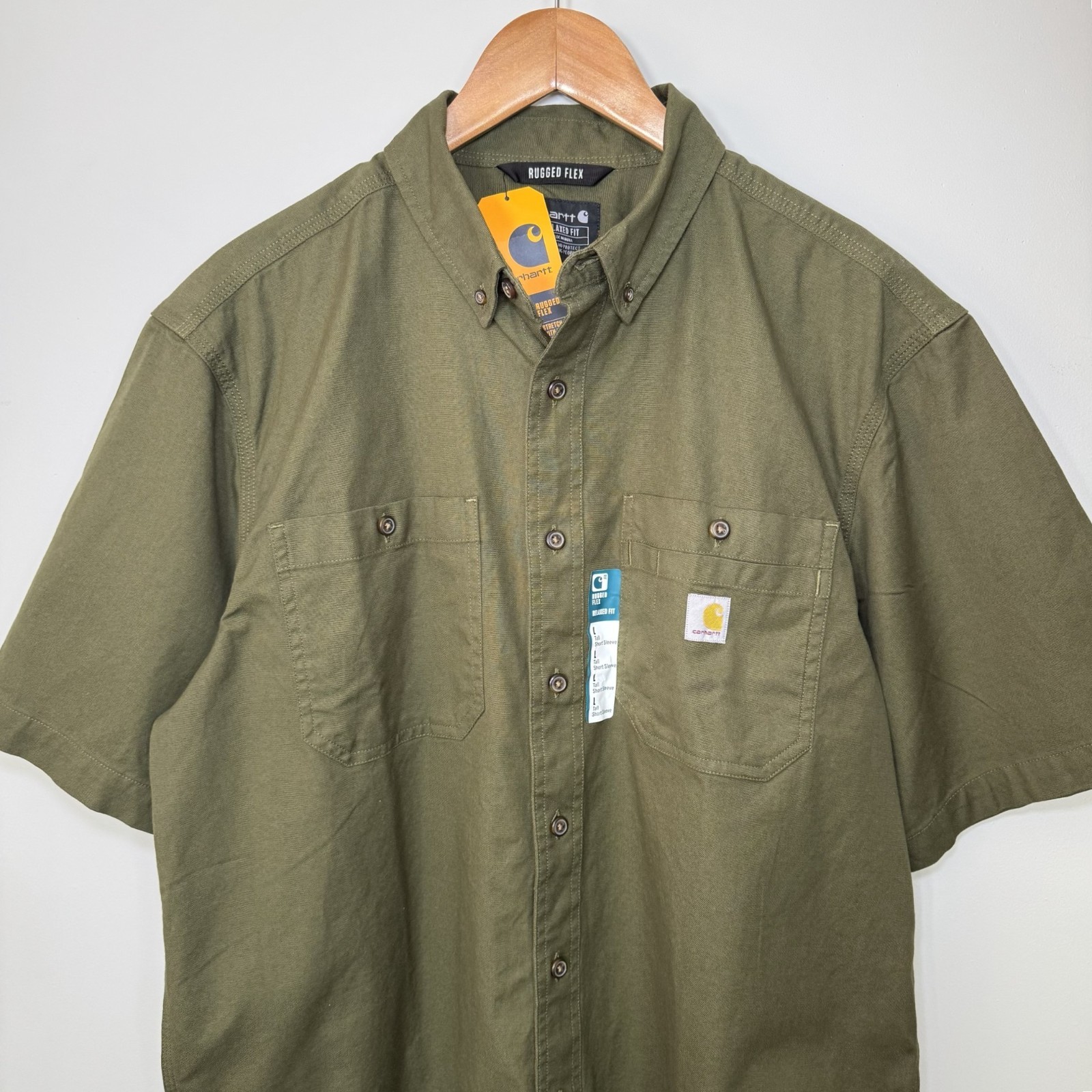Carhartt Mens Rugged Flex Short-Sleeve Work Shirt Canvas Button Down Large-Tall