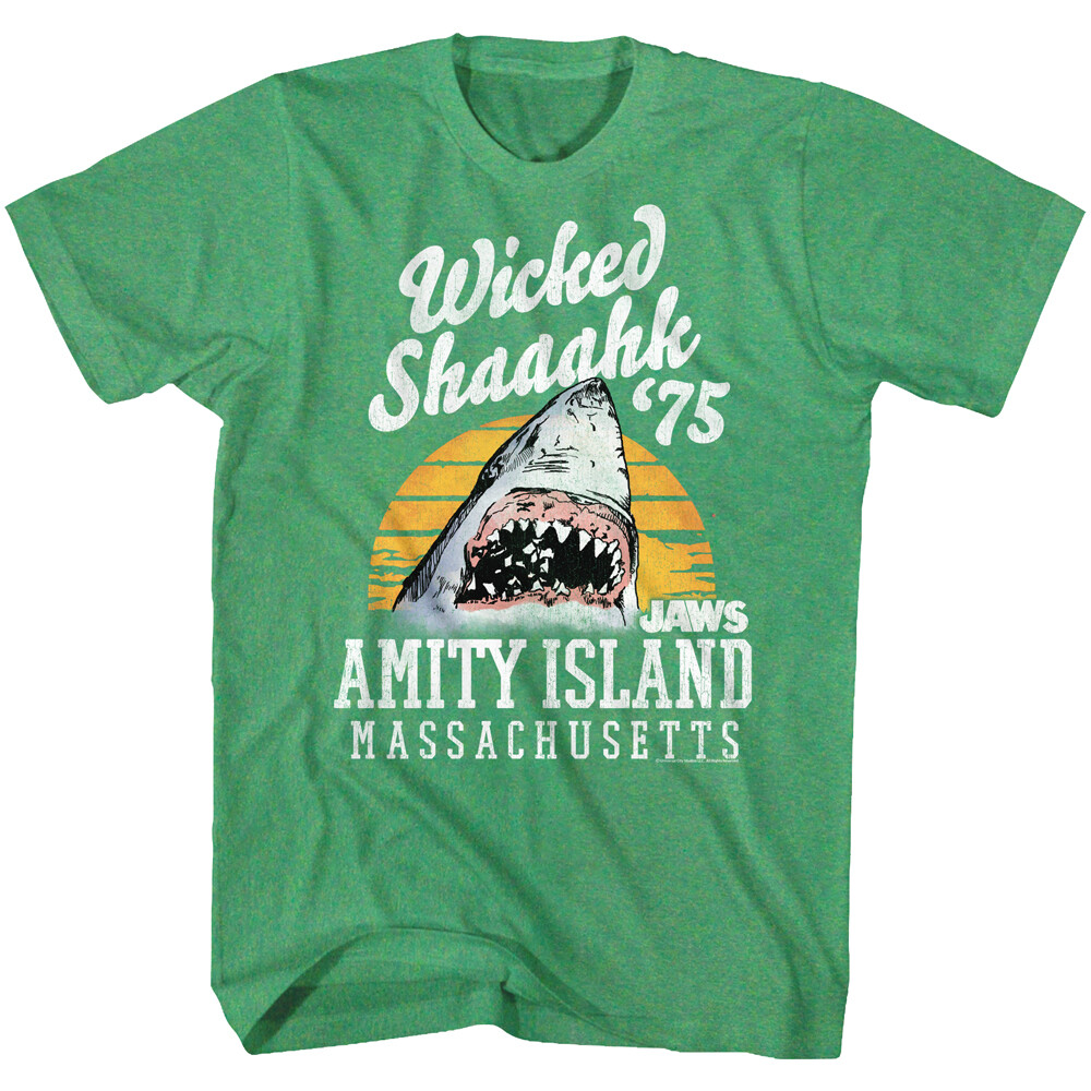 Jaws 70’s Thriller Movie Wicked Shaaahk 75 Amity Island MA Men’s T Shirt