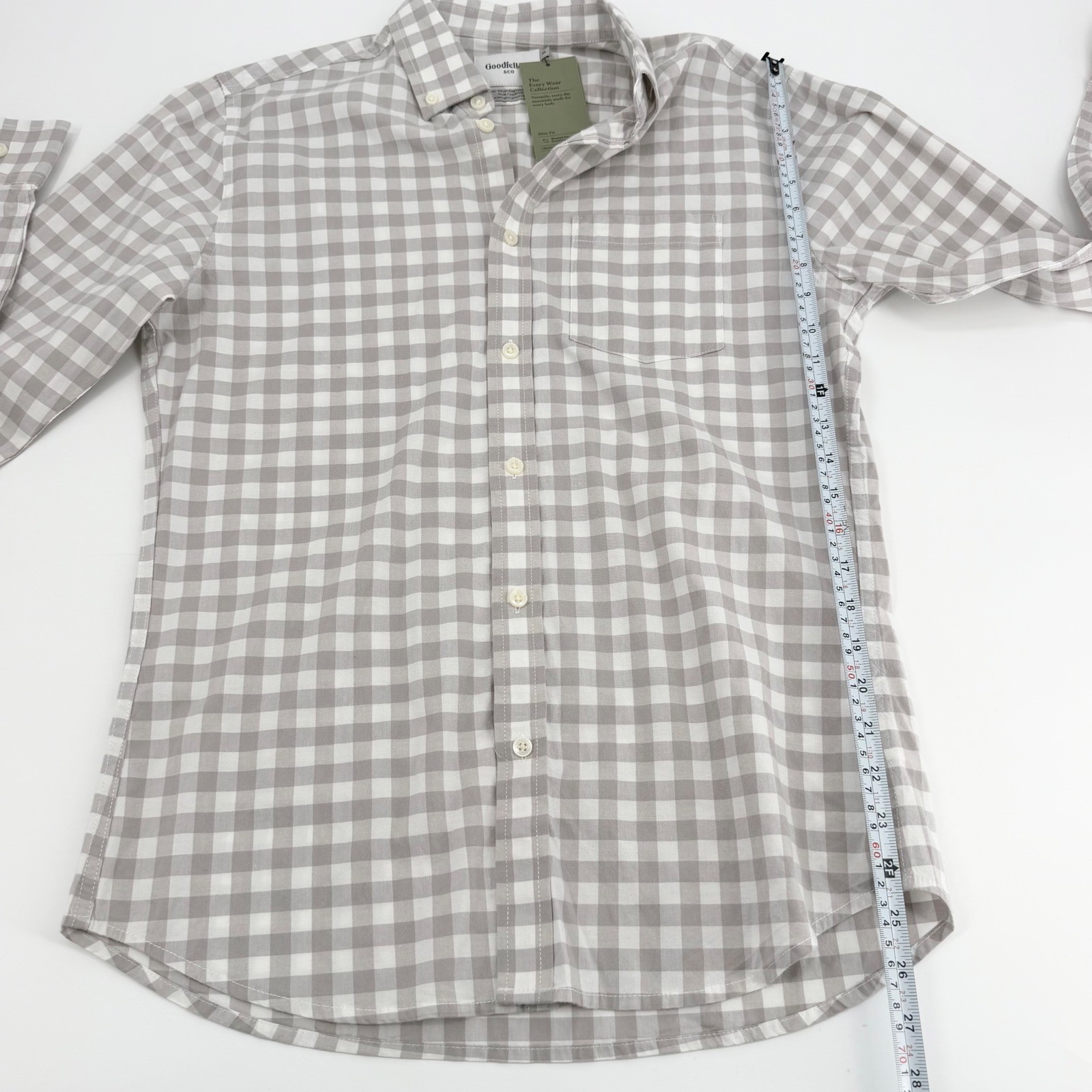 Goodfellow & Co Neutral Button Up Shirt Gray Check Slim Fit NWT Men’s M