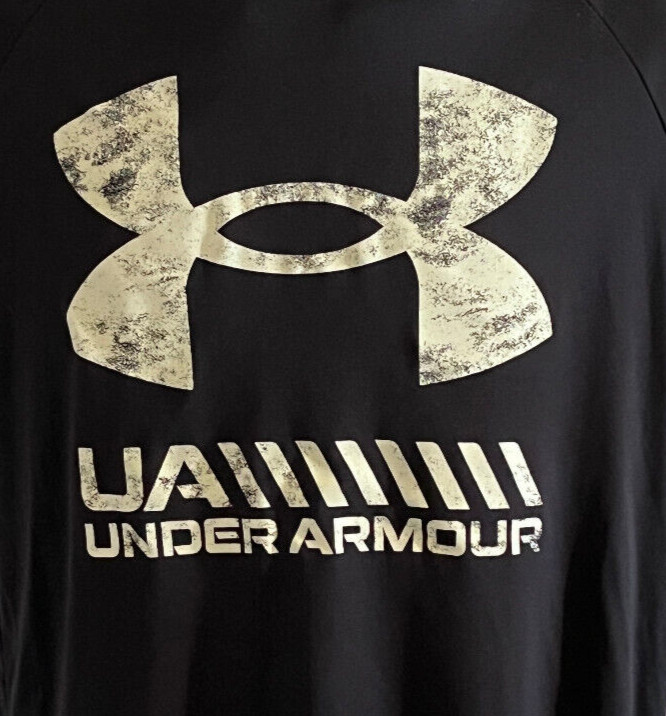 Mens Under Armour Black Logo Loose Fitting Tshirt Size Medium