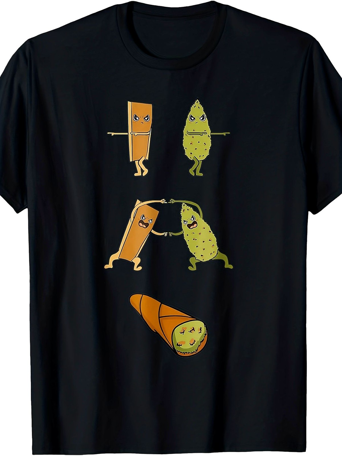 Funny Spring Roll Pickle Cartoon Graphic Casual Food Lover All Season Unisex Tee