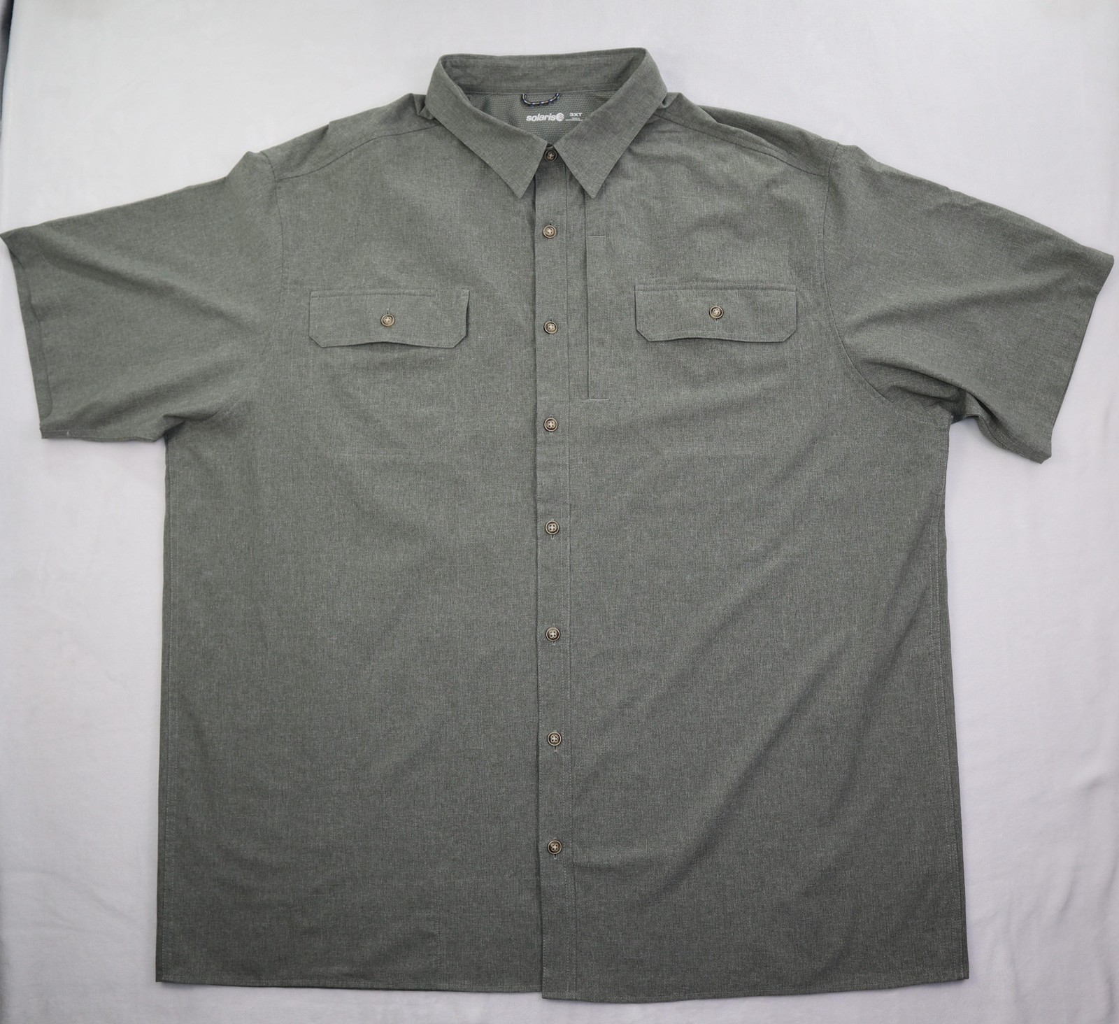 Solaris Shirt Men’s 3XLT Green Short Sleeve Button Up Vented Fishing Outdoor