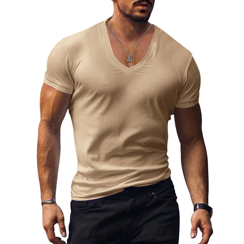 Summer Solid V-Neck Short Sleeve Tee
