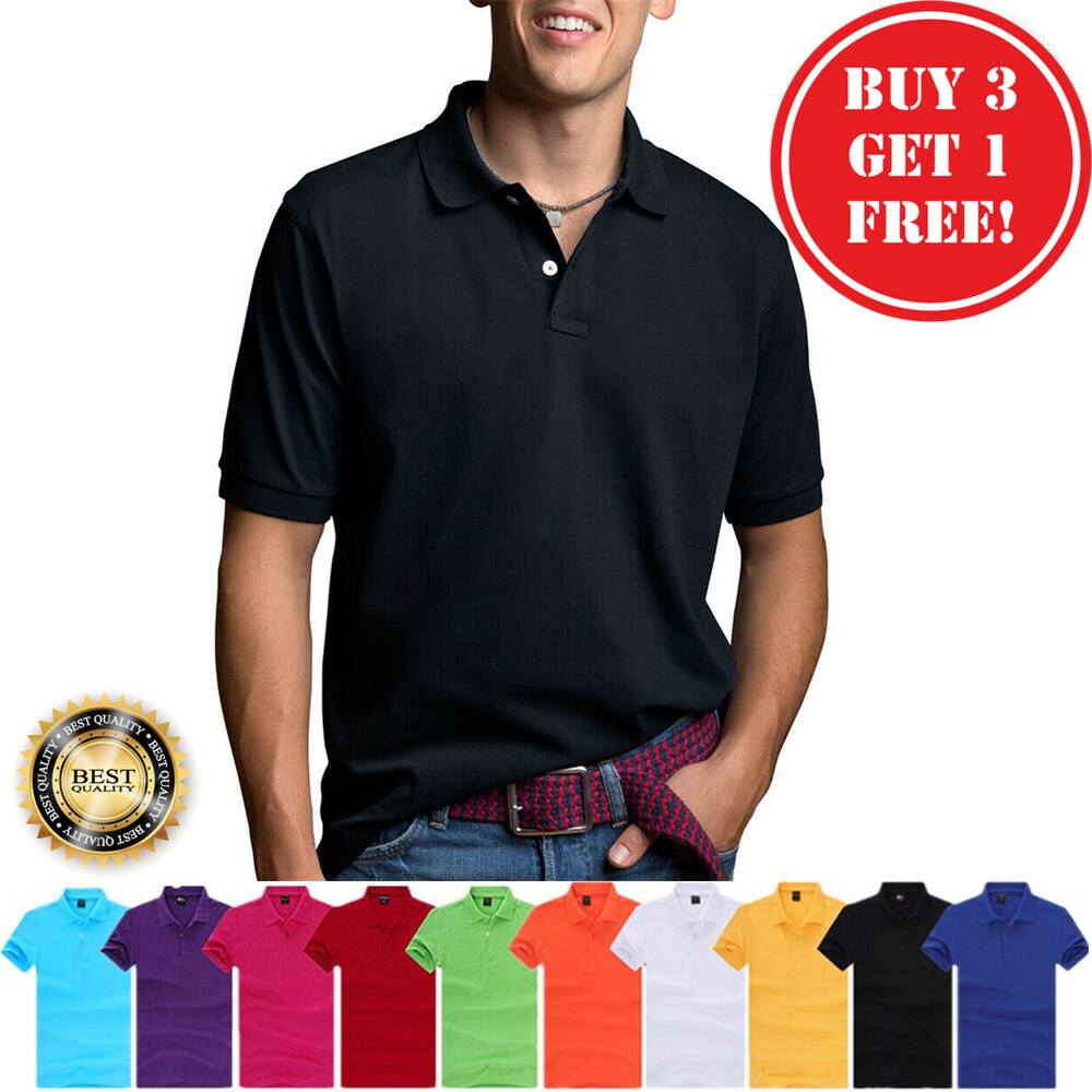 Men’s Polo Shirt Golf Sports Cotton Short Sleeve Jersey Casual Plain T-Shirt