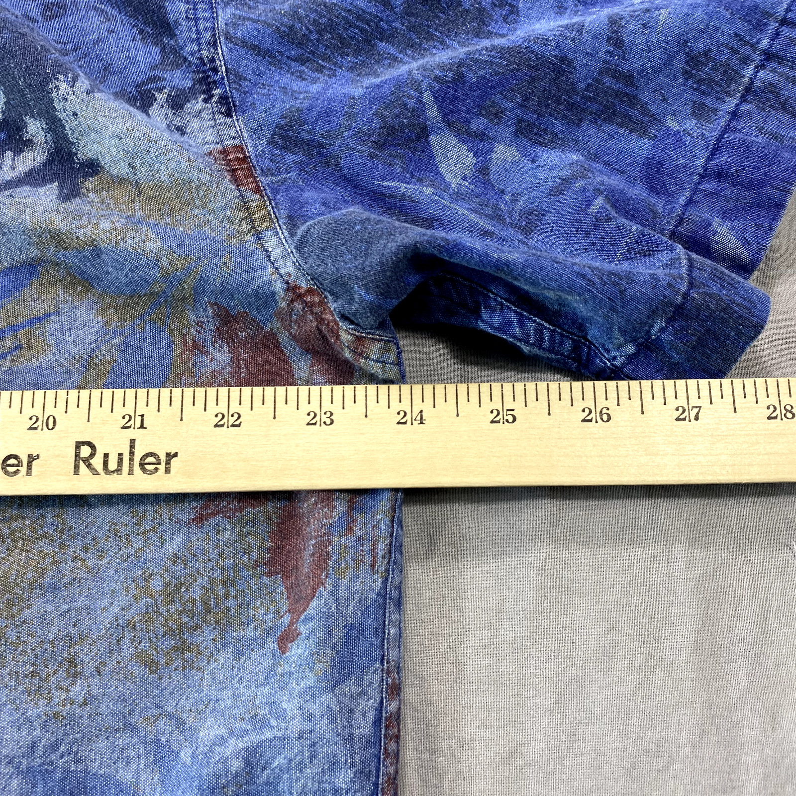 VINTAGE Territory Ahead Shirt Mens XL Blue Floral Denim Button Up 90s Outdoor