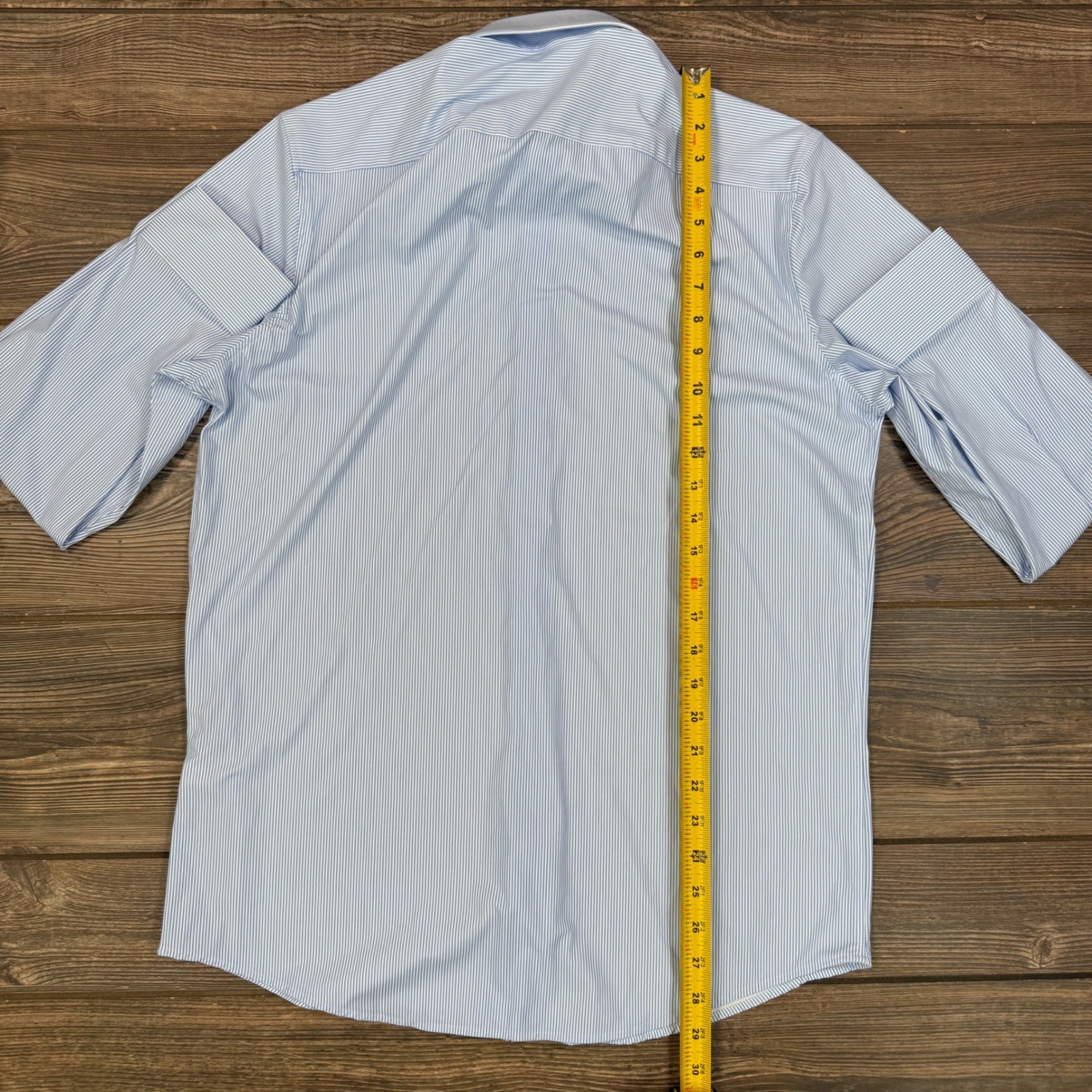 Collars & Co Mens Size Medium Apex Performance Dress Shirt Blue White Stripe NEW