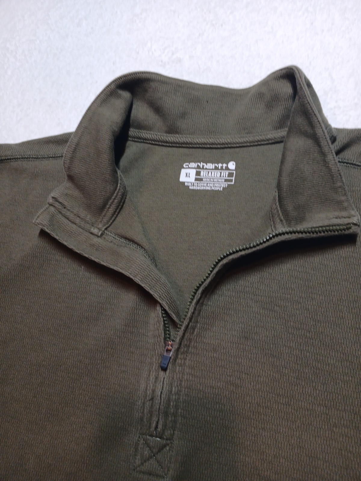 Carhartt Thermal Shirt Men’s Extra Large Green 1/2 Zip Pullover 104428 G72*