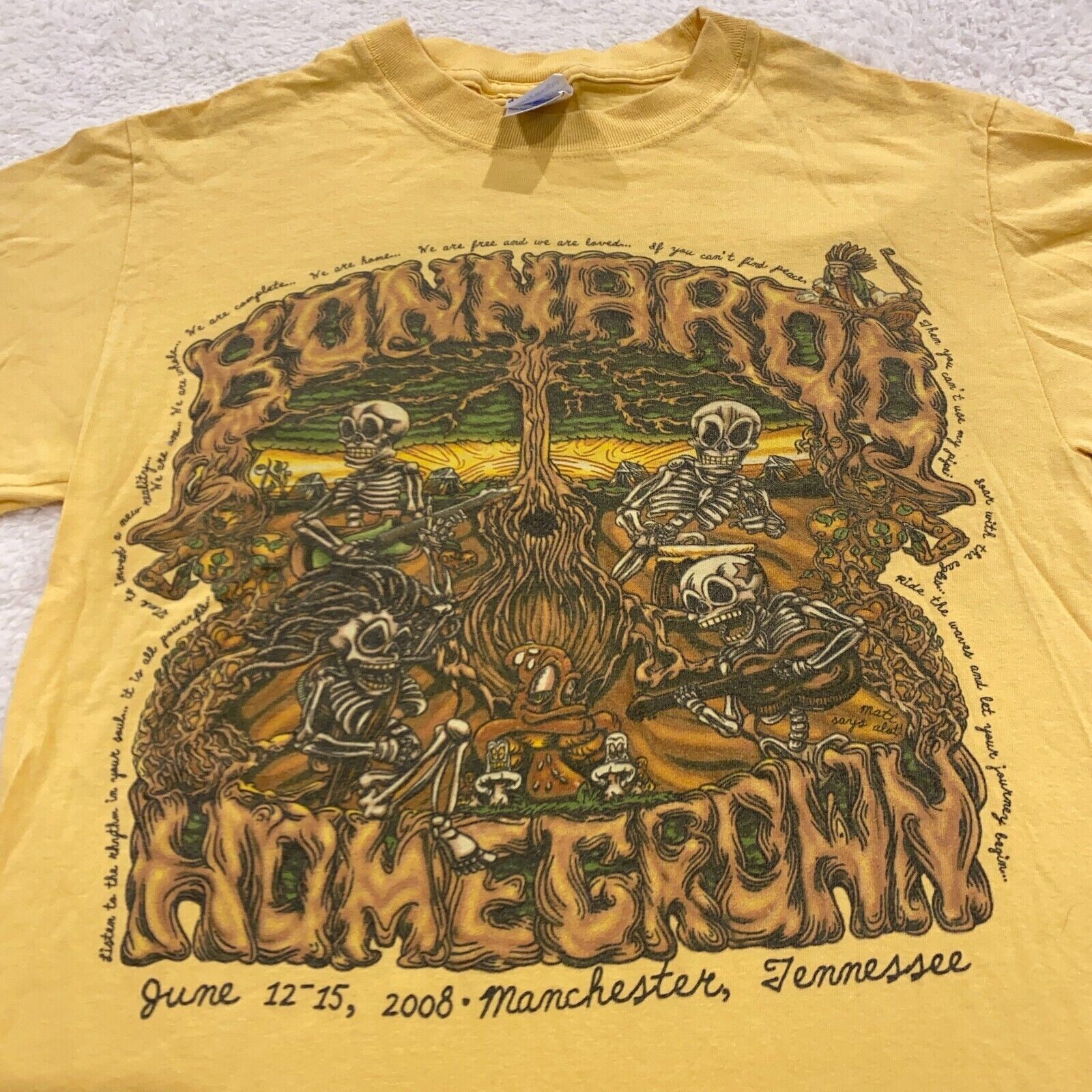 Vtg 2008 BONNAROO FESTIVAL CONCERT T-Shirt Yellow All size S-345XL Unisex 4HRT77