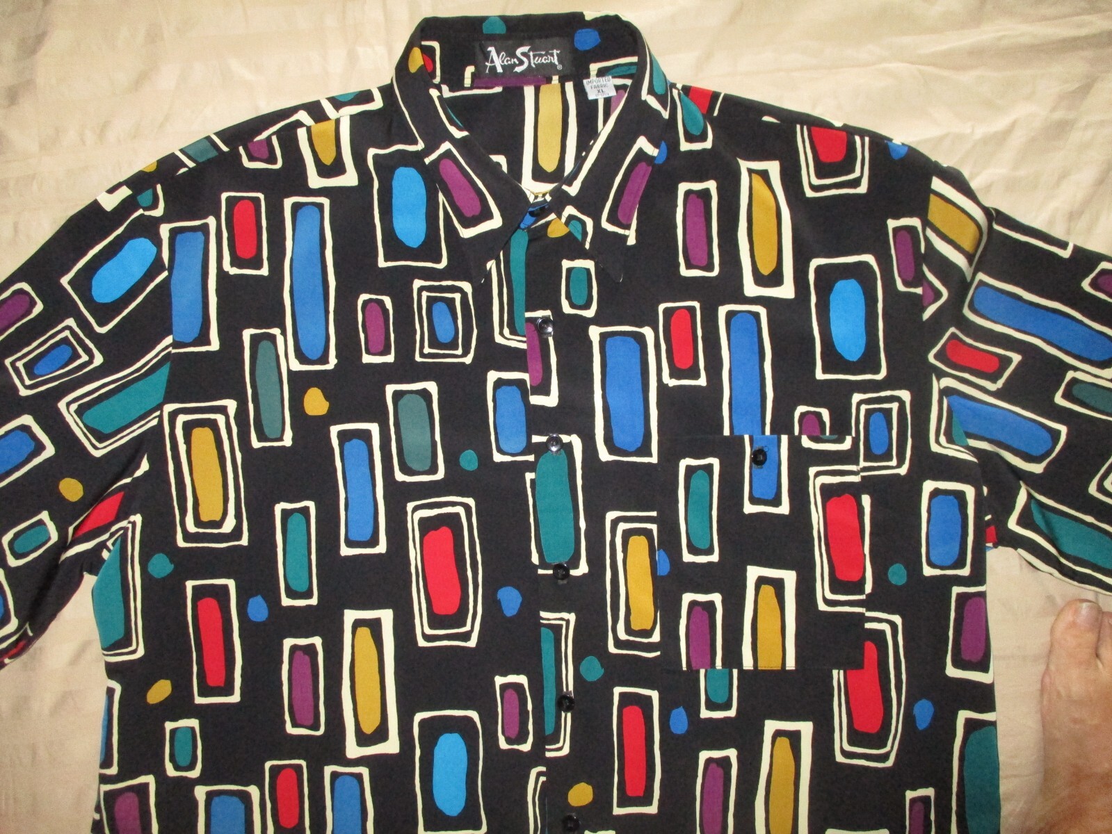 the ultimate ALAN STUART Mens shirt XL Imported Fabric MCM Coogie Cosby era