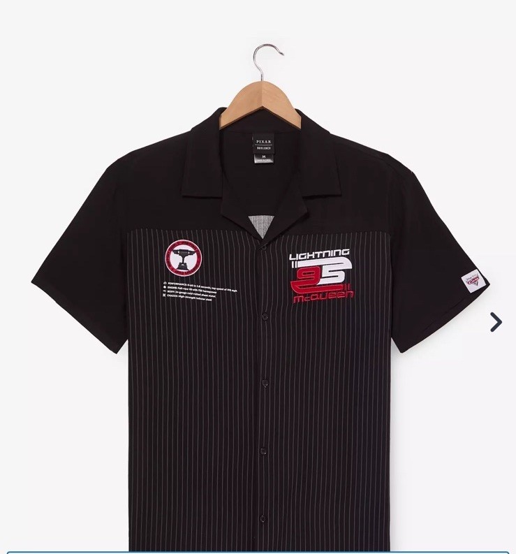 NWT BoxLunch Disney Pixar Cars Lightning McQueen 95 Pinstripe Button Up Shirt