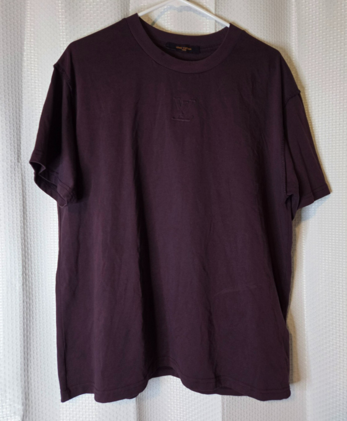 Louis Vuitton Purple LV Logo Cotton Knit Crewneck Short Sleeve T-Shirt Medium
