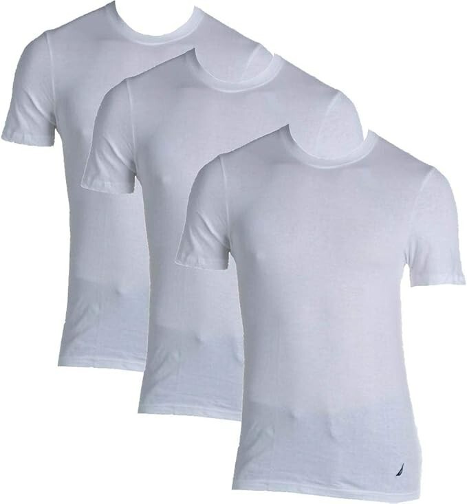 Nautica Mens 3 Pack Classic Fit T-Shirt White M ~100% Cotton ~ Retail Price $ 39