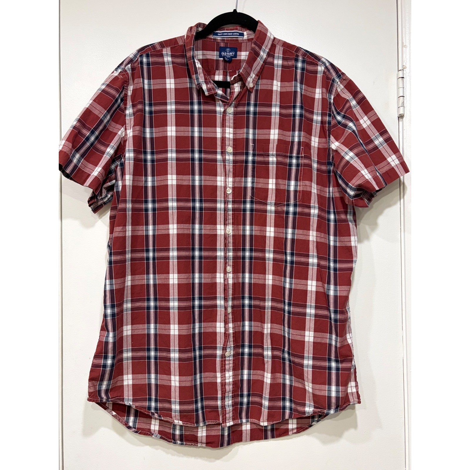 Old navy | Mens Short Sleeve Shirt | XL Red plaid
